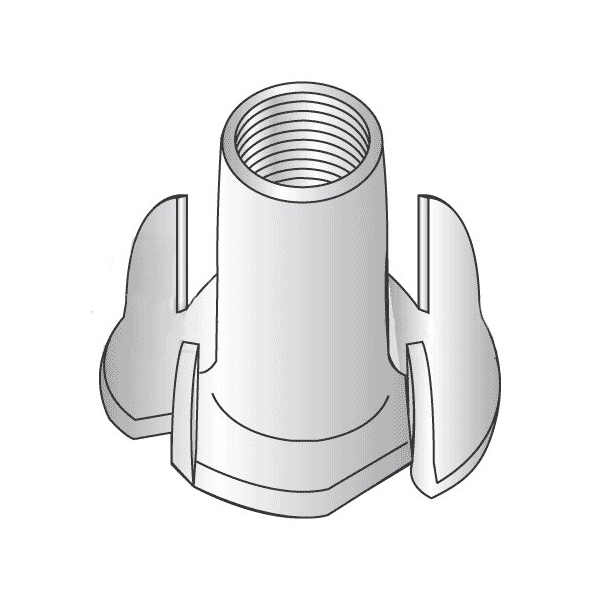 Newport Fasteners T-Nut, 4 Prongs, 3/8"-16, 18-8 Stainless Steel, 7/16 in Barrel Ht, 100 PK 267363-PR-100 - main